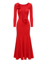 Red Reversible Lace-Up Detachable Flower Dress