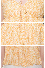 rirri SS25 vacation wear 100% Cotton Textured Floral Blouse with Puffed Lace Trim - Resort Collection