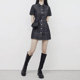 hoz ステッチデニムドレス