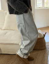 Hairy crop round knit cardigan(3color)