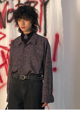 Japanese-style retro loose long-sleeved floral shirt