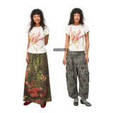 Knitted floral print skinny short-sleeved T-shirt