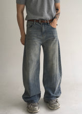 stripe curved denim(2colors)