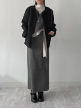 [2oz lining] Hairy wool round jacket
