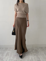 スリット サテン マーメイド ロング スカート