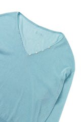 Button v-neck knit_skyblue