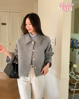 [SHOPPERMADE] ゴールドボタンショートウールコート (3color)