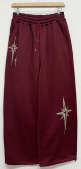 wide balloon fleece-lined hustle fire print wide long pants 🩶 3 COLOR