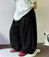 STRING FRONT SIDE PINTUCK BALLOON LONG PANTS🤍🖤🩶2SIZE 3COLOR