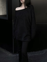 オーバーフィットモヘアリップネックニット (2color)