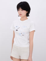 ベーキングプリントTシャツ(BLUE)