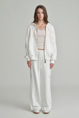 NYC hooded zip-up, Ivory