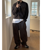 [Unisex] Hairy crop round knit cardigan(3color)