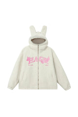 Furry Ears Butterfly Patch Sherpa Jacket