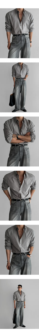 Basic cotton shirt [gray]