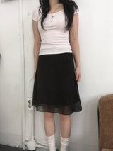 シフォン レオパードスカート