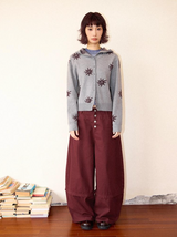 Buttonless solid color washed-out wide-leg curved knife casual pants