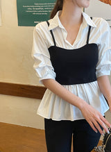 サインビスチェレイヤード7分丈シャーリングシャツ