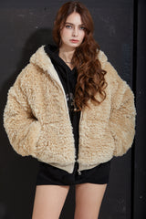 FUR ZIP-UP -BEIGE