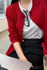 FOB Cable Knit Round Cardigan