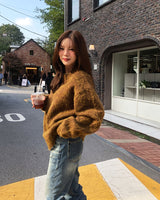 [10% wool] ハグアブルツートーンミックスドモヘアニット