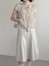 Trench Button Crop Short Sleeve Shirt Jacket