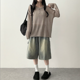 エリンカーペンターポケットバンド付き デニムバミューダパンツ