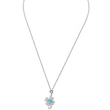 RV-Clover & Turquoise Q Long Necklace_Silver(55CM)