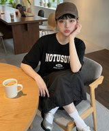 シンプルスクールフォントオーバーフィットTシャツ - 4COLOR