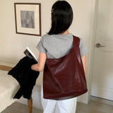 [Daily Bag👜] レザーショルダーバッグ [レッド]