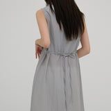 [Entov] Nylon Crinkle Cutting Slit Sleeveless Long One-Piece -3color