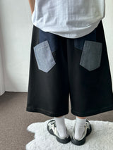 Back Two Pocket Belt Stitch Denim Bermuda Shorts 2color