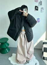 +ベルト🩷 オーバーワイドヒップバルーンコットンパンツ🩷🤎🖤 - 3カラー