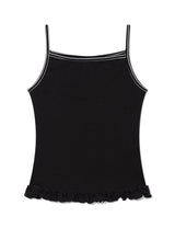 ST フリル コントラスト スリーブレス(BLACK)