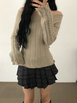 Off-Shoulder Cable Sweater