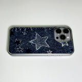 フェイドデニムスターダストスマホケース ダークインディゴ (SV_MagSafeGlass)