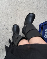 Washing leather buckle long boots