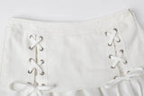 Linen lace-up skirt