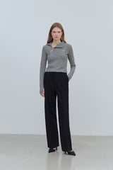 ロゴミックスアンバランスハーフジップアップトップ - グレー