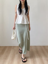 [Scarf SET] Pleated H-Line Long Skirt