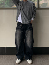 Oblique Slash Button Knit
