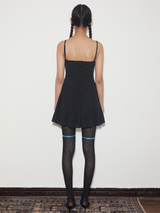 rirri SS 100% Cotton Jacquard Camisole Dress with Smocked Waist in Slimming Black (Excluding Blue Sash)