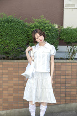 rosette pocket skirt(white)