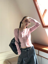 バックシースルーレース長袖Tシャツ
