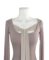 nouz ribbon deep slim top