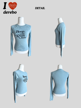 Sky V-neck Spandex Slim Long-Sleeved T-shirt