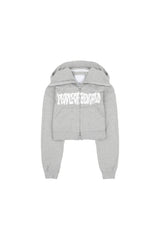 Crop Logo Hood Zip-Up (GRAY)