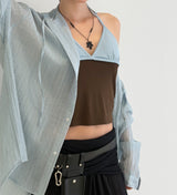 COLOR BLOCK HALTER TOP