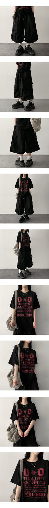 Naa Pintuck Pleated Banded Waist Cargo Bermuda Shorts