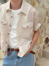 Essential cooling roll up crop shirts(3color)